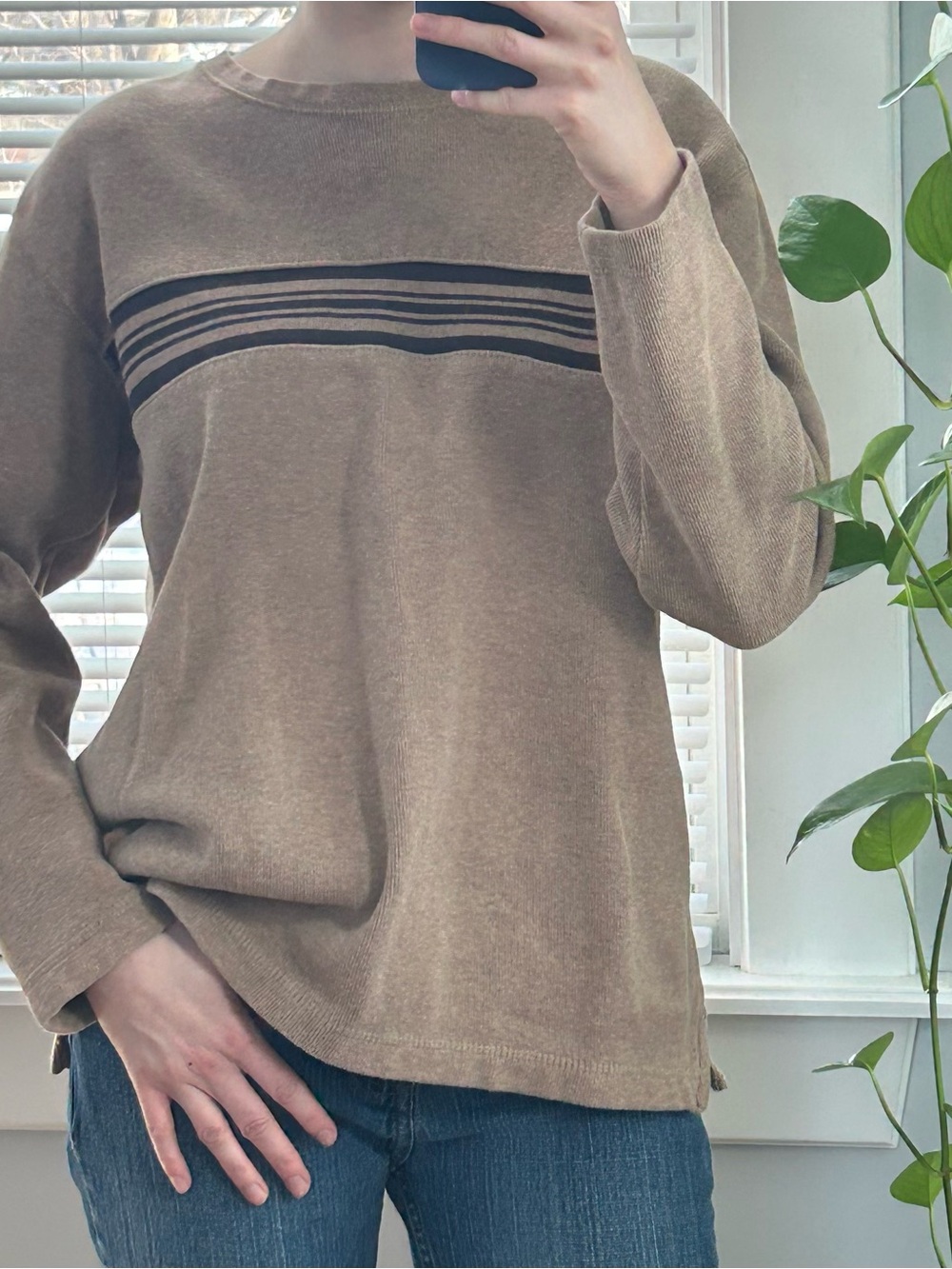 Covington Brown Crewneck Sweater with Stripes